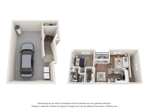 Floor plan for 1 bed, 1 bath, 1014 sqft